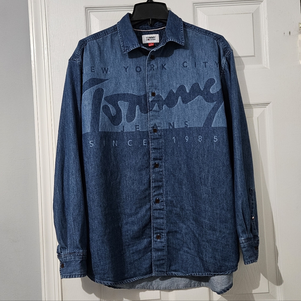 Tommy Jeans Men's Lasered Denim Button Shirt - Medium
